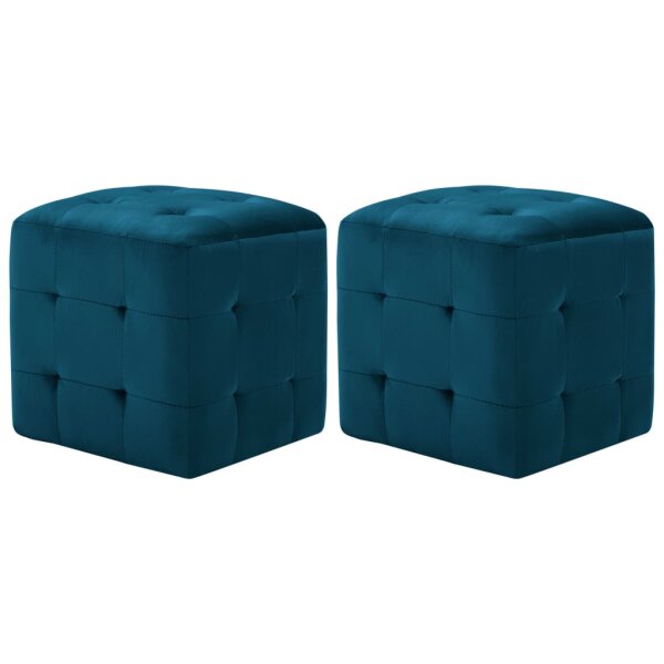 WOWONA Pouf 2 Stk. Blau 30x30x30 cm Samtstoff