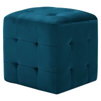 WOWONA Pouf 2 Stk. Blau 30x30x30 cm Samtstoff