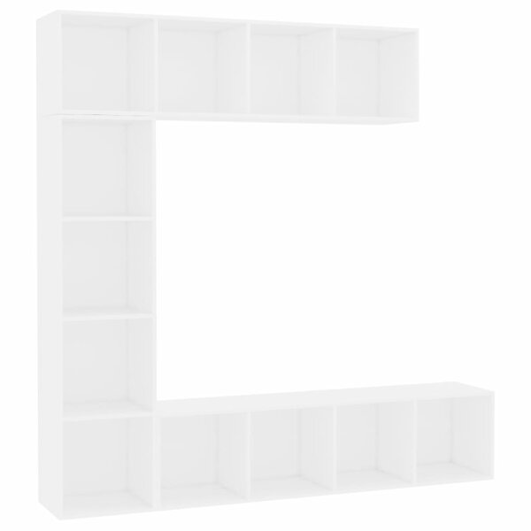 vidaXL 3-tlg. B&uuml;cher-/TV-Schrank Set Wei&szlig; 180&times;30&times;180 cm