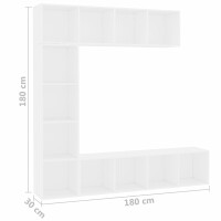 vidaXL 3-tlg. B&uuml;cher-/TV-Schrank Set Wei&szlig; 180&times;30&times;180 cm