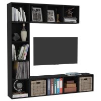 vidaXL 3-tlg. B&uuml;cher-/TV-Schrank Set Schwarz 180x30x180 cm