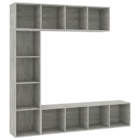 vidaXL 3-tlg. B&uuml;cher-/TV-Schrank Set Betongrau 180x30x180 cm