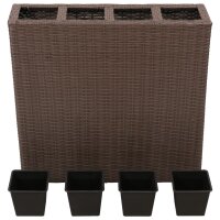 vidaXL Garten-Hochbeet mit 4 T&ouml;pfen 2 Stk. Poly Rattan Braun