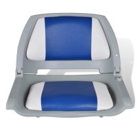 vidaXL Bootssitze 2 Stk. Klappbare Rückenlehne Mit Blau-Weißem Kissen
