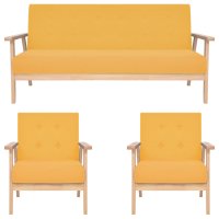 vidaXL 3-tlg. Sofagarnitur Stoff Gelb