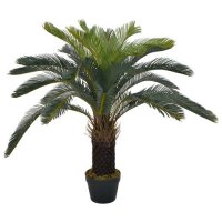 vidaXL K&uuml;nstliche Pflanze Cycas-Palme mit Topf Gr&uuml;n 90 cm