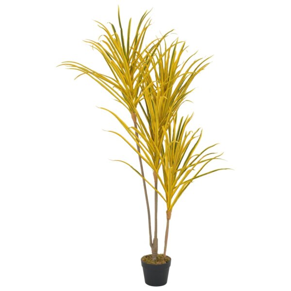 vidaXL K&uuml;nstliche Pflanze Dracaena mit Topf Gelb 125 cm