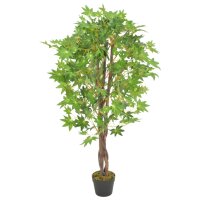 vidaXL K&uuml;nstliche Pflanze Ahornbaum mit Topf Gr&uuml;n 120 cm