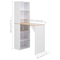 vidaXL Bartisch mit Schrank Wei&szlig; 115x59x200 cm