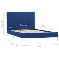 vidaXL Bettgestell Blau Stoff 90&times;200 cm