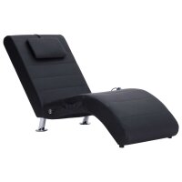 WOWONA Massage Chaiselongue mit Kissen Schwarz Kunstleder