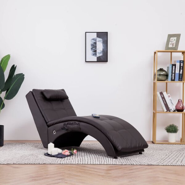 WOWONA Massage Chaiselongue mit Kissen Braun Kunstleder