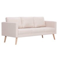 vidaXL 3-Sitzer-Sofa Stoff Cremeweiß