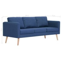 vidaXL 3-Sitzer-Sofa Stoff Blau