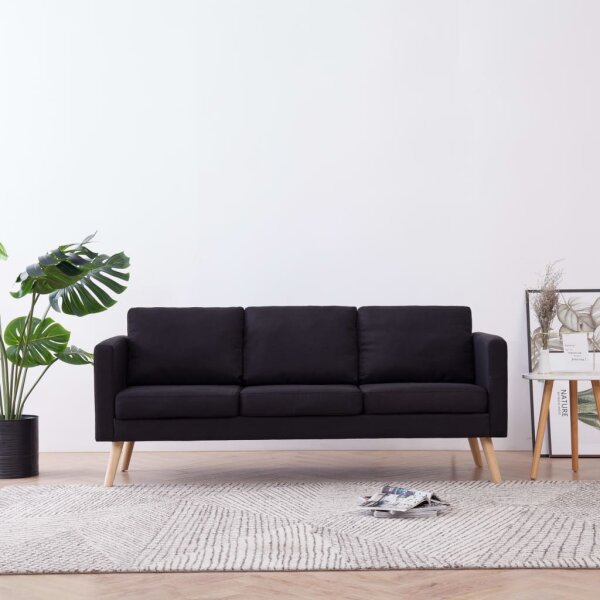 vidaXL 3-Sitzer-Sofa Stoff Schwarz