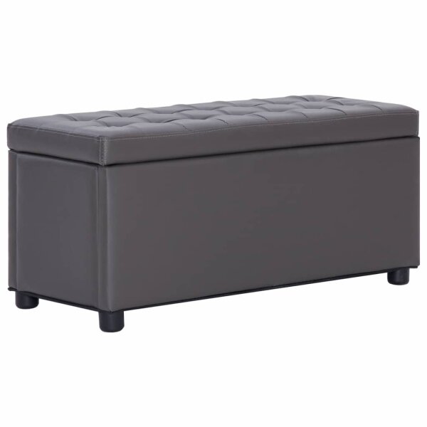 vidaXL Ottoman mit Stauraum 87,5 cm Grau Kunstleder