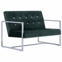 vidaXL 2-Sitzer-Sofa mit Armlehnen Dunkelgrün Chrom...