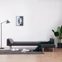 vidaXL L-förmiges Schlafsofa Dunkelgrau Polyester