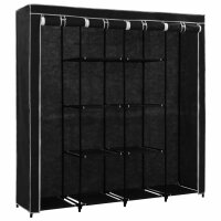 vidaXL Kleiderschrank mit 4 Fächern Schwarz 175 x 45 x 170 cm