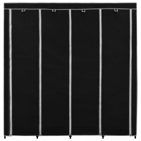 vidaXL Kleiderschrank mit 4 Fächern Schwarz 175 x 45 x 170 cm