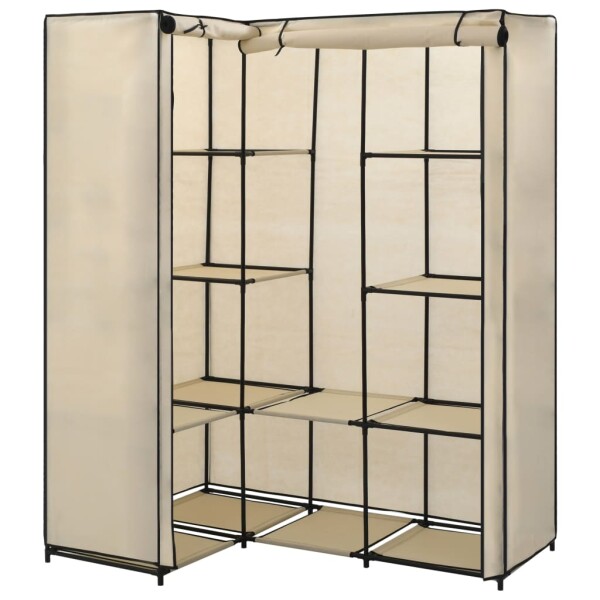 vidaXL Eckkleiderschrank Creme 130 x 87 x 169 cm