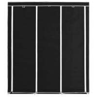 vidaXL Kleiderschrank mit Fächern Stangen Schwarz 150x45x175cm Stoff