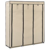 vidaXL Kleiderschrank mit Fächern und Stangen Creme 150x45x175cm Stoff