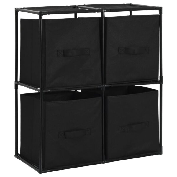 vidaXL Lagerschrank mit 4 Stoffk&ouml;rben Schwarz 63&times;30&times;71 cm Stahl