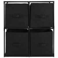 vidaXL Lagerschrank mit 4 Stoffk&ouml;rben Schwarz 63&times;30&times;71 cm Stahl