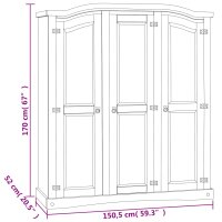 vidaXL Kleiderschrank Mexiko-Stil Kiefernholz 3 T&uuml;ren Grau