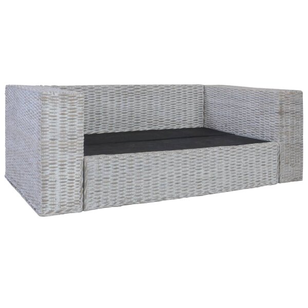 vidaXL 2-Sitzer-Sofa mit Polstern Grau Nat&uuml;rliches Rattan