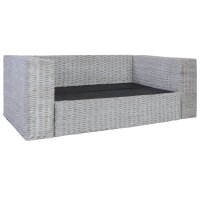 vidaXL 2-Sitzer-Sofa mit Polstern Grau Natürliches...