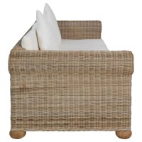 vidaXL 3-Sitzer-Sofa mit Kissen Natur Rattan