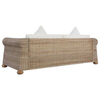 vidaXL 3-Sitzer-Sofa mit Kissen Natur Rattan