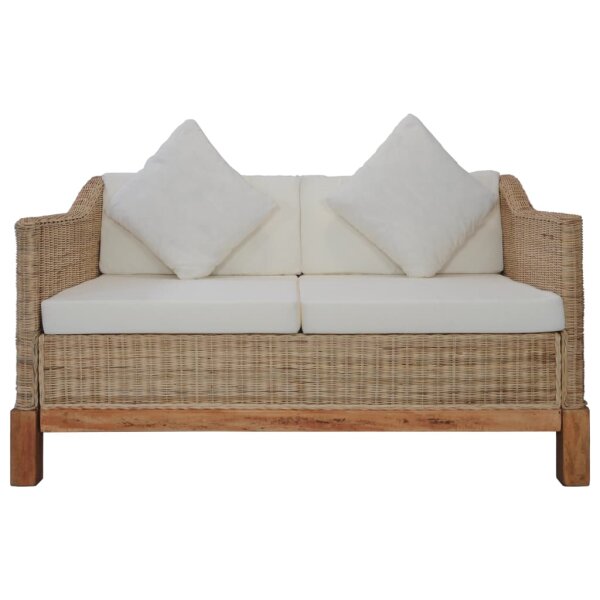 vidaXL 2-Sitzer-Sofa mit Auflagen Natur Rattan