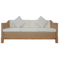 vidaXL 3-Sitzer-Sofa mit Polstern Natürliches Rattan