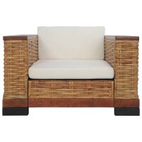 vidaXL Sessel mit Auflagen Braun Natur Rattan