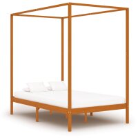 vidaXL Himmelbett-Gestell Honigbraun Massivholz Kiefer 120 x 200 cm