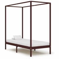 vidaXL Himmelbett-Gestell Dunkelbraun Massivholz Kiefer 90 x 200 cm