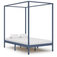 vidaXL Himmelbett-Gestell Grau Massivholz Kiefer 120 x 200 cm