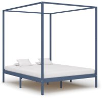 vidaXL Himmelbett-Gestell Grau Massivholz Kiefer 180 x 200 cm