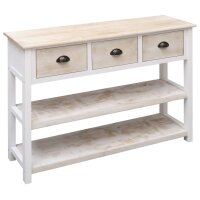 vidaXL Sideboard Natur und Wei&szlig; 115x30x76 cm Holz