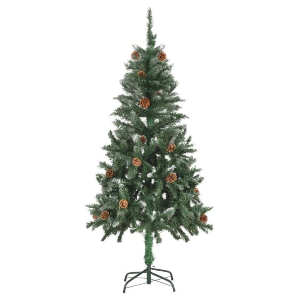 vidaXL K&uuml;nstlicher Weihnachtsbaum Kiefernzapfen Wei&szlig;em Glitzer 150 cm