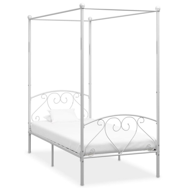 vidaXL Himmelbett-Gestell Wei&szlig; Metall 90 x 200 cm