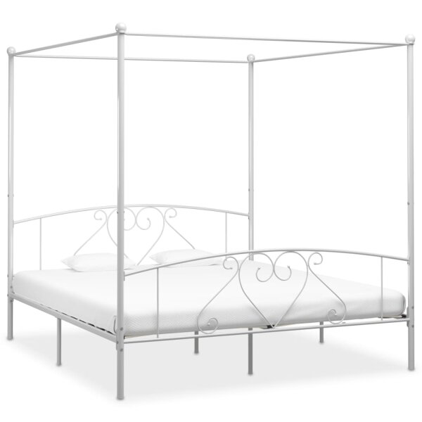 vidaXL Himmelbett-Gestell Wei&szlig; Metall 180 x 200 cm