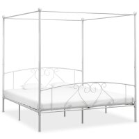 vidaXL Himmelbett-Gestell Wei&szlig; Metall 200 x 200 cm