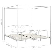 vidaXL Himmelbett-Gestell Wei&szlig; Metall 200 x 200 cm