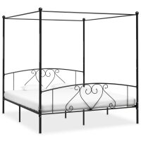 vidaXL Himmelbett-Gestell Schwarz Metall 200 x 200 cm