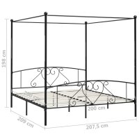 vidaXL Himmelbett-Gestell Schwarz Metall 200 x 200 cm