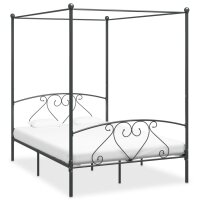 vidaXL Himmelbett-Gestell Grau Metall 140 x 200 cm